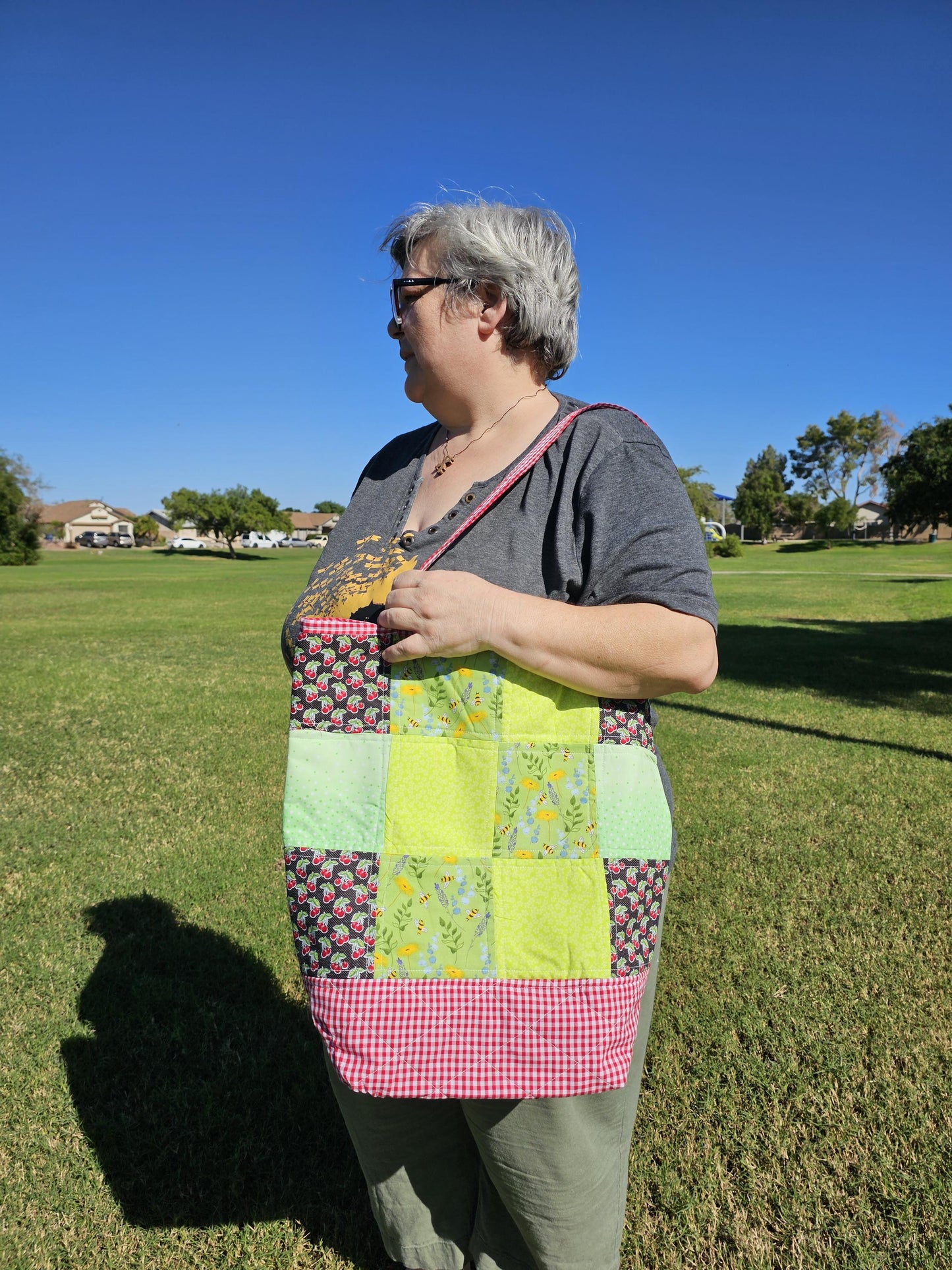 Women's Medium Patched Tote Bag