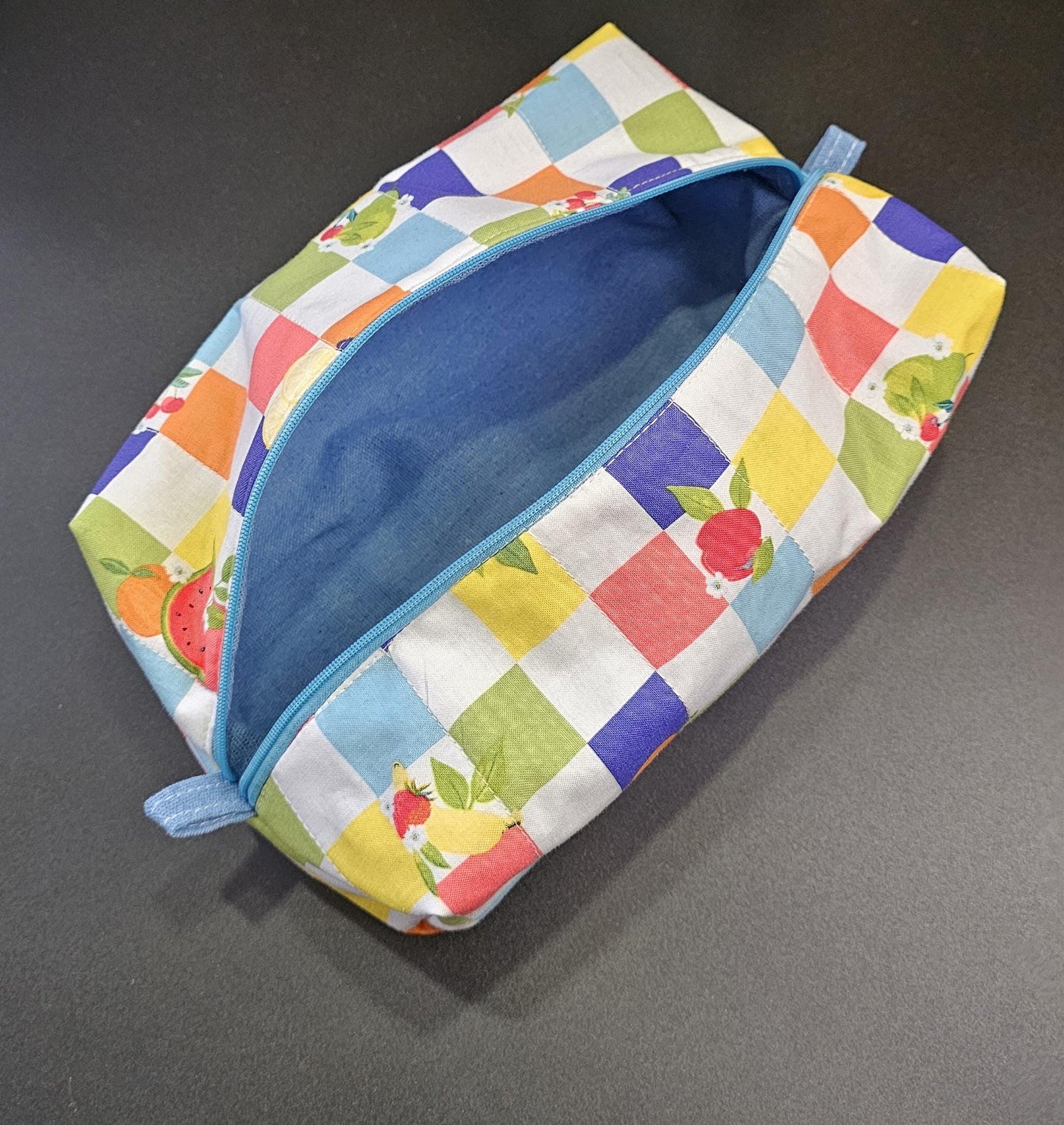 Handmade Quilted Cotton Make Up Bag: Fruit Print