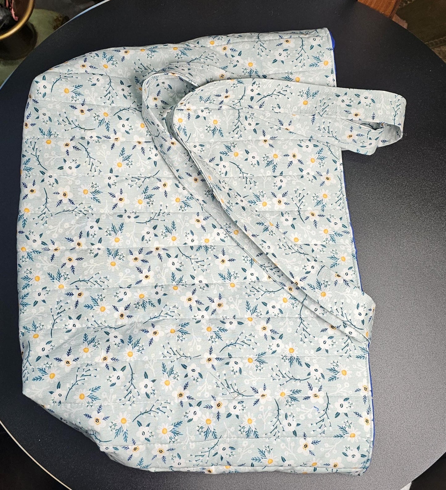 Handmade Quilted Cotton Tote Bag with Pockets