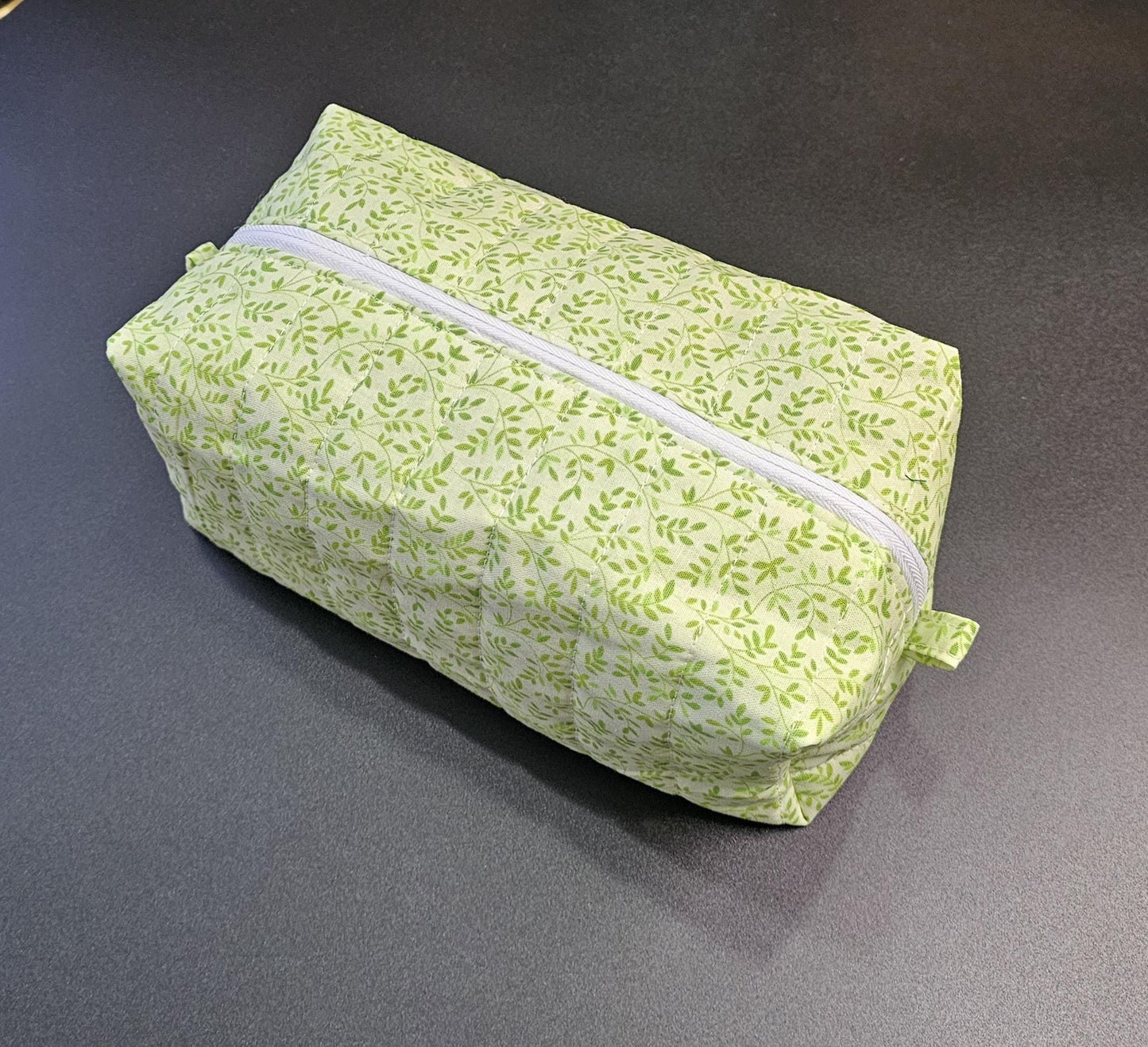 Handmade Cotton Quilted Makeup Bag - Floral Travel Cosmetic Pouch