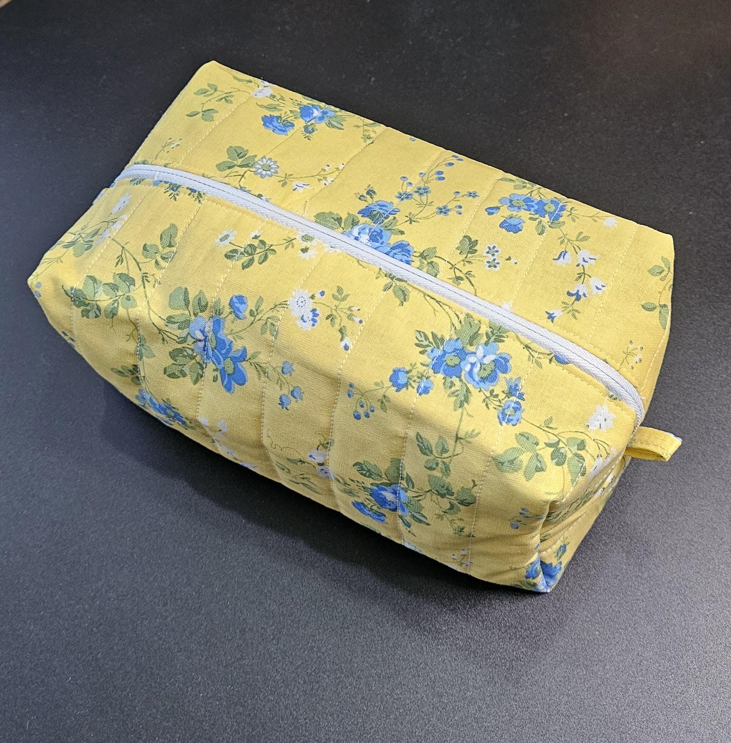 Handmade Quilted Makeup Bag, Floral Cotton Cosmetic Pouch