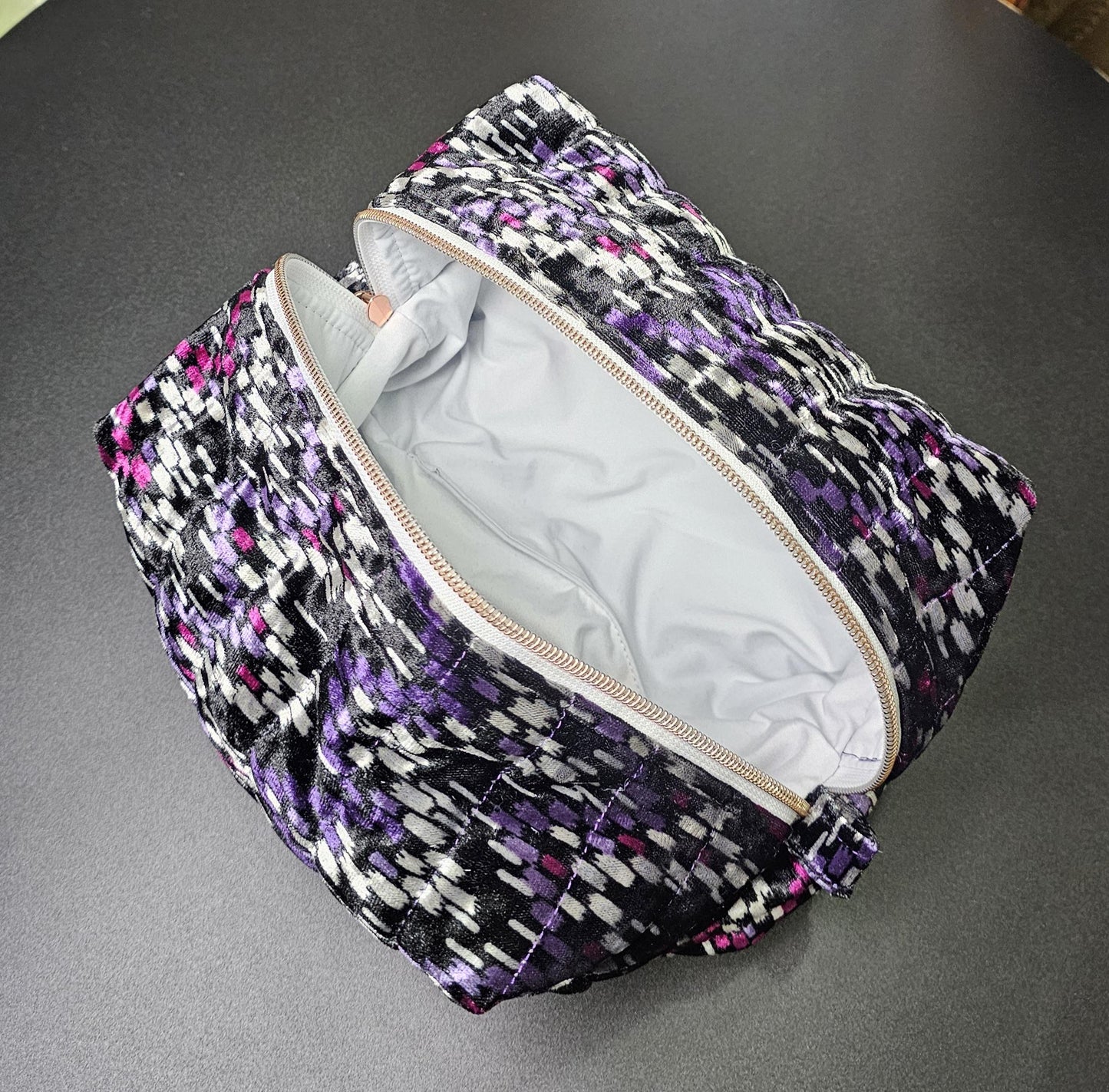 Handmade Velvet Makeup Bag - Large Zipper Pouch