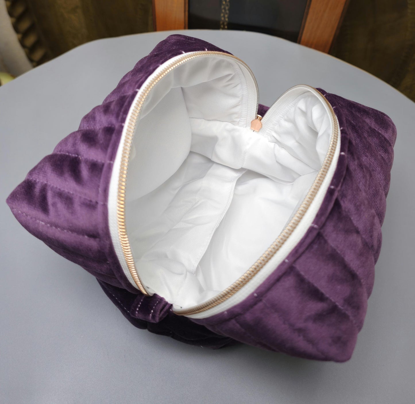 Handmade Velvet Makeup Bag - Large Zipper Pouch