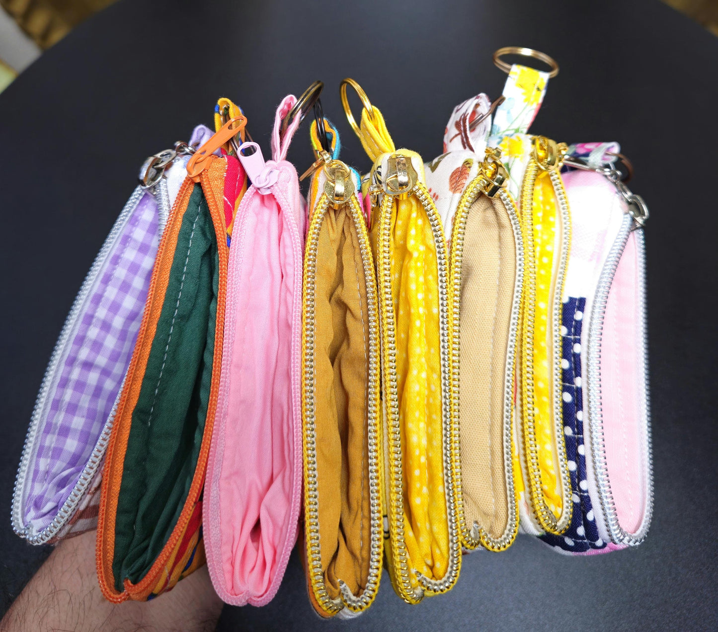 Handmade Quilted Keychain Wallet - Cotton Fabric, Zippered