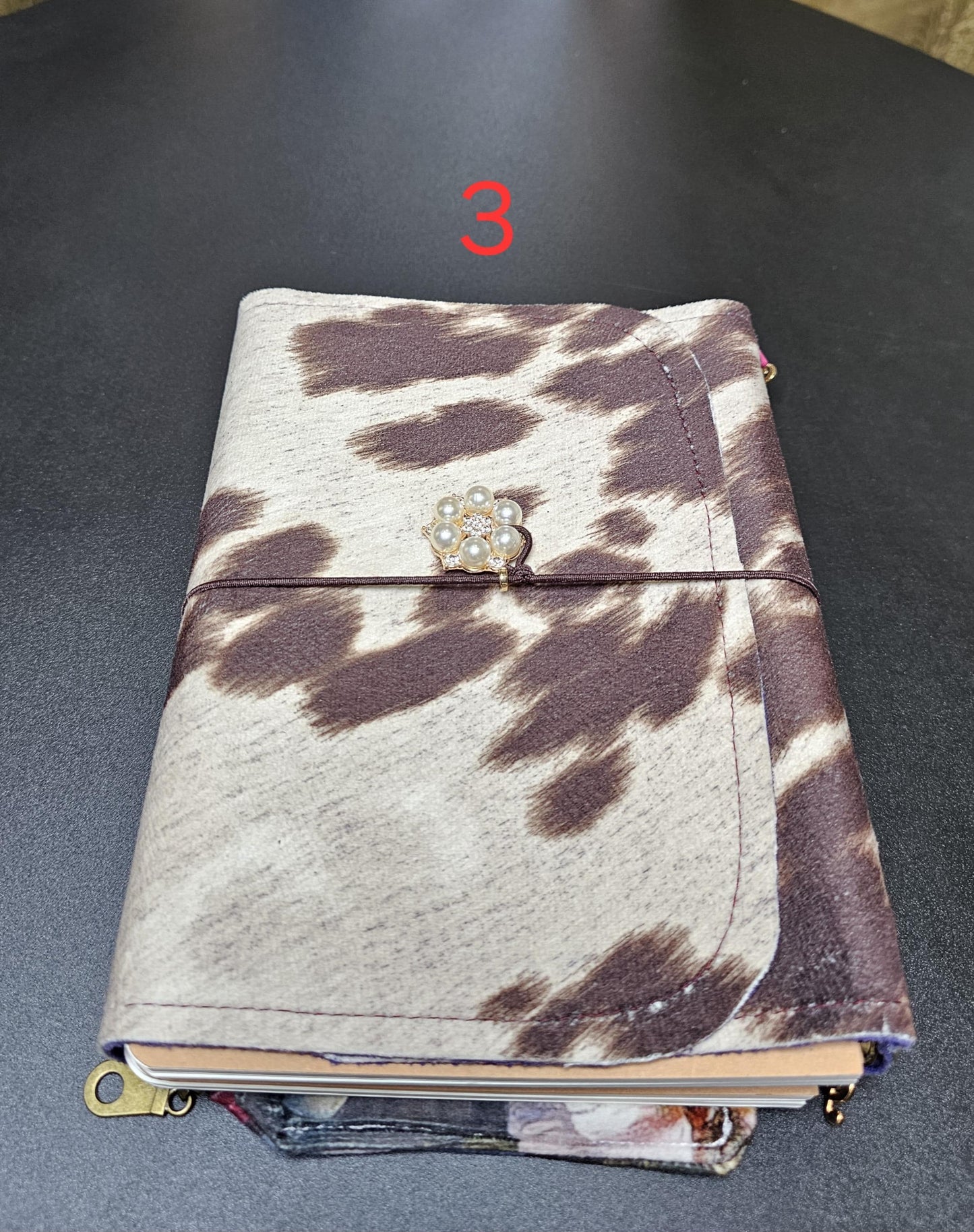 Handmade French Notebook with Charms and Velvet Pouch