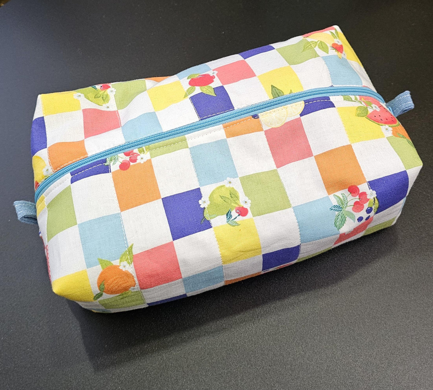 Handmade Quilted Cotton Make Up Bag: Fruit Print