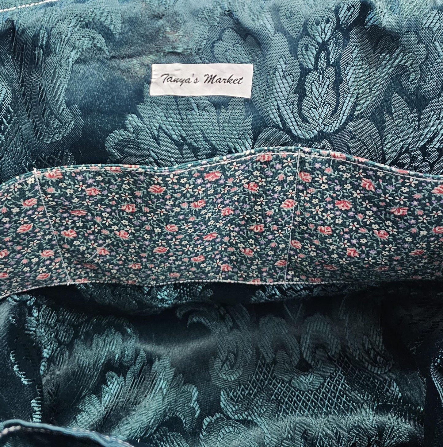 Handmade Floral Quilted Cotton Tote Bag with Pockets