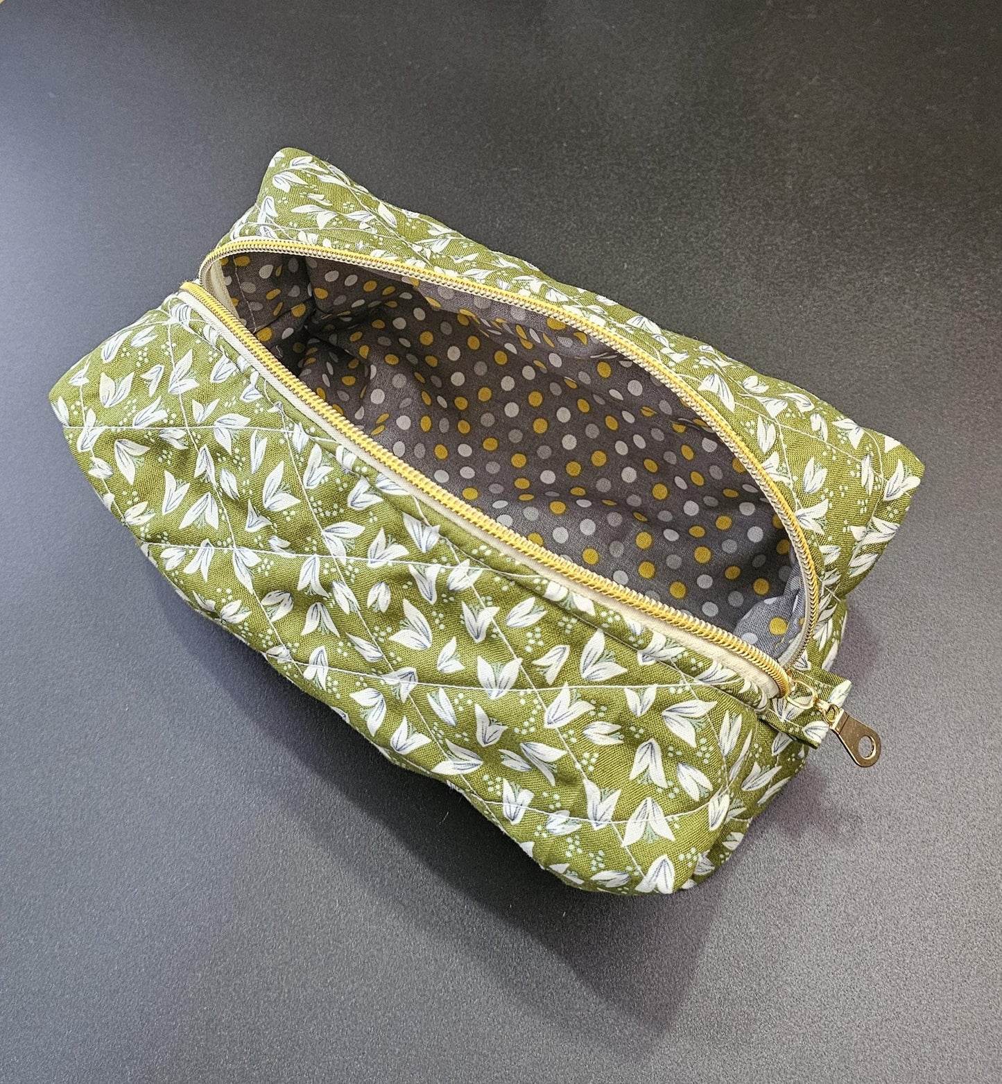 Handmade Quilted Cotton Makeup Bag, Floral Travel Cosmetic Bag