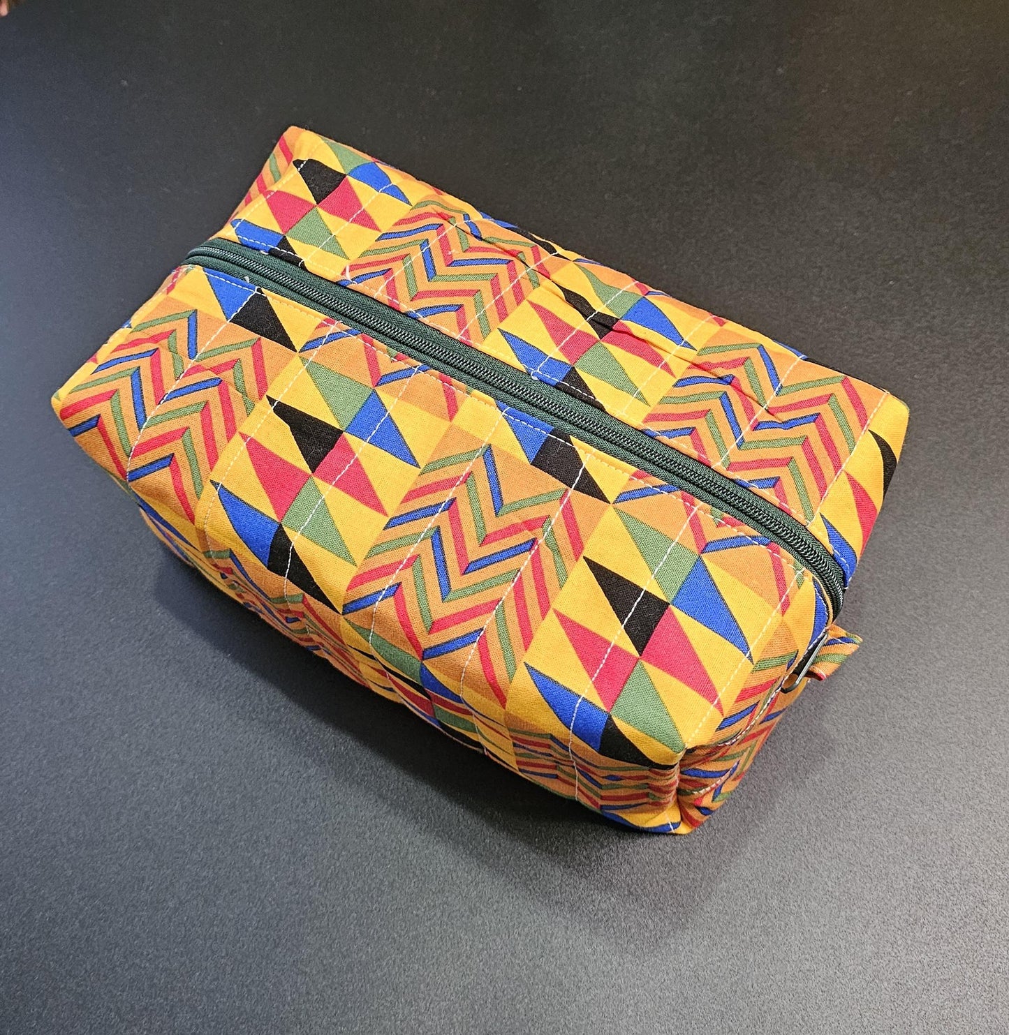 Handmade Quilted Cotton Makeup Bag with Zipper