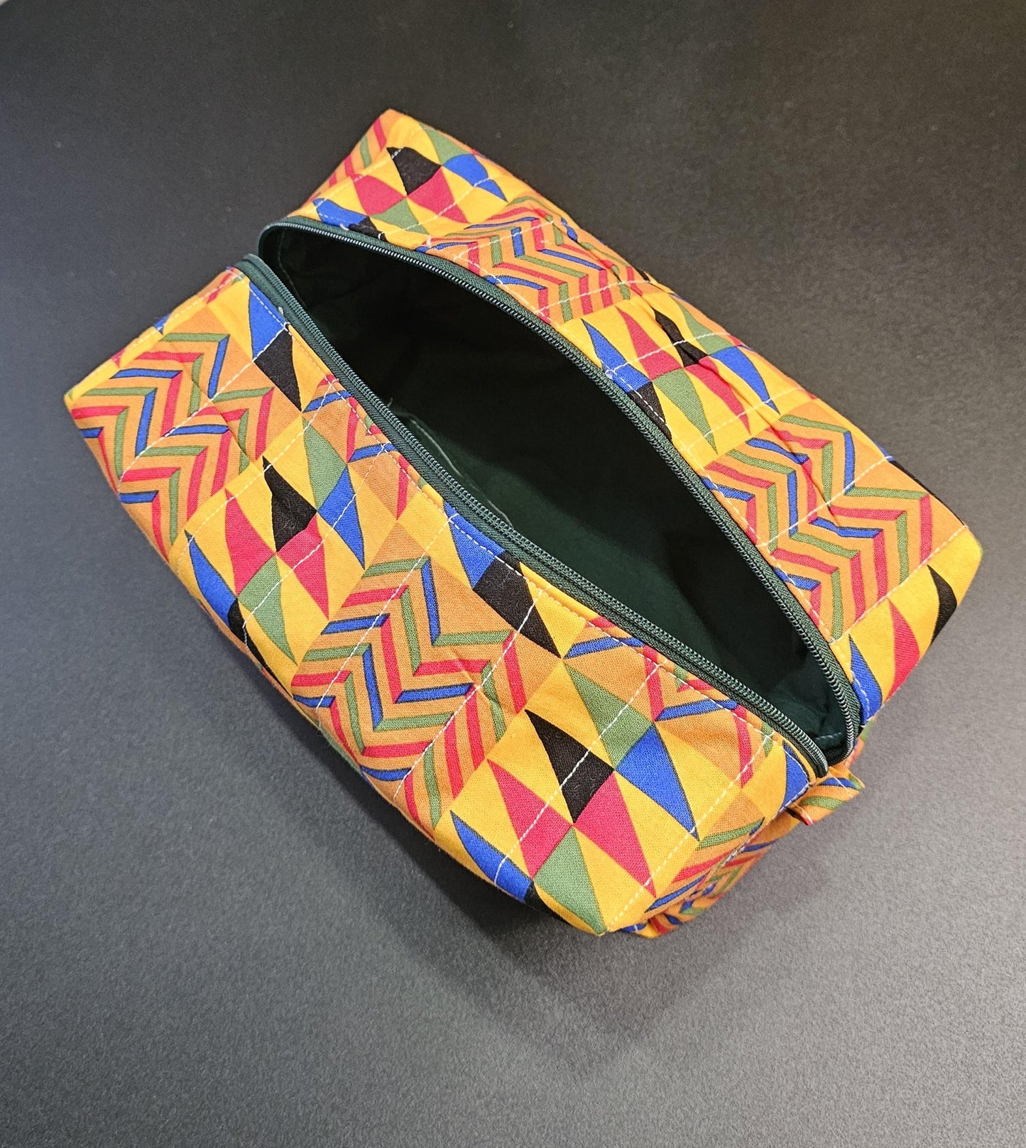 Handmade Quilted Cotton Makeup Bag with Zipper