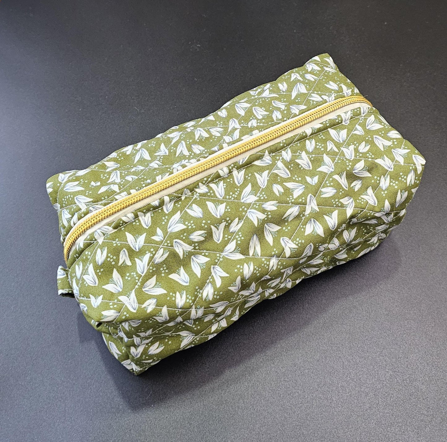 Handmade Quilted Cotton Makeup Bag, Floral Travel Cosmetic Bag