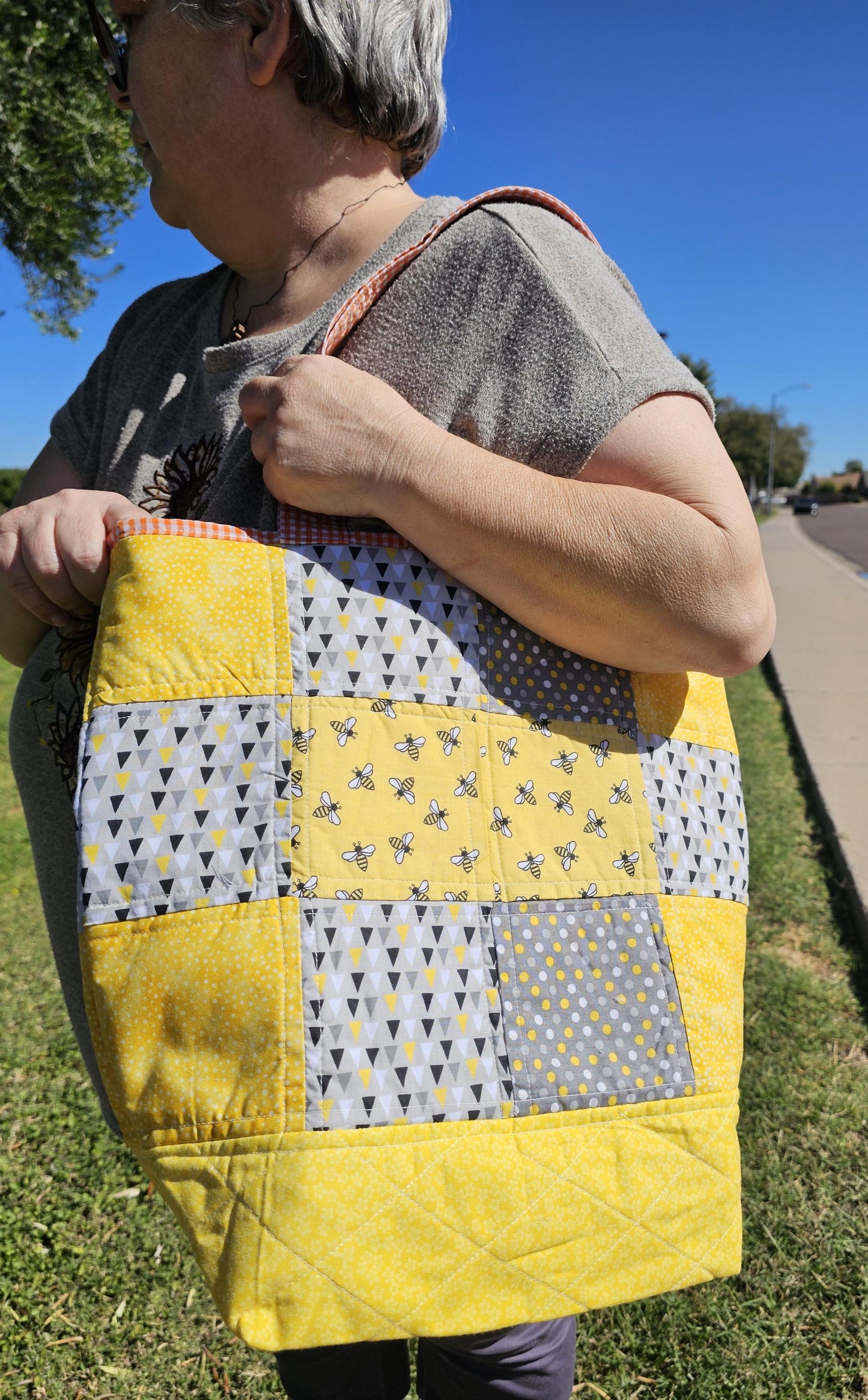 Women's Medium Size Patched Tote Bag