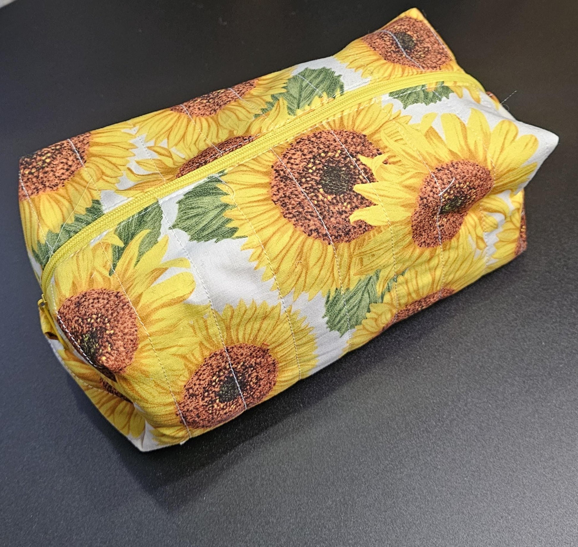 Handmade Cotton Make Up Bag, Sunflower Zipper Pouch