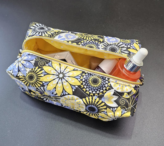 Handmade Floral Quilted Cotton Makeup Bag