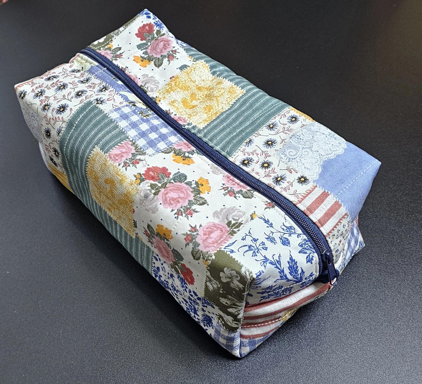 Handmade Cotton Patchwork Makeup Bag (10"x5"x4")