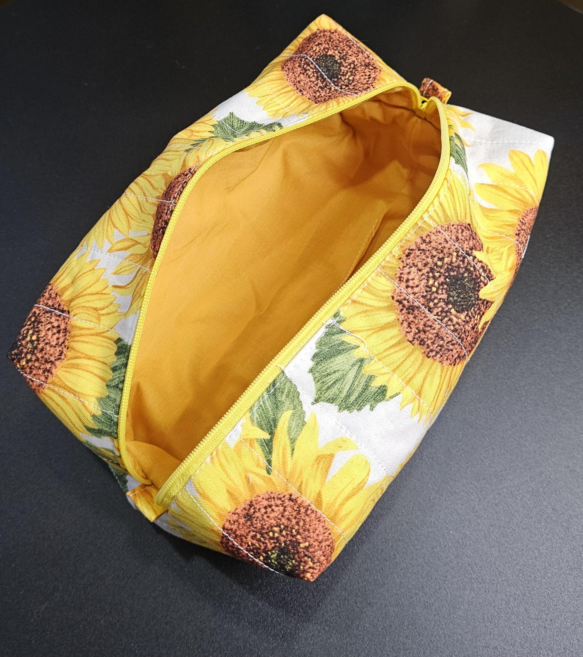 Handmade Cotton Make Up Bag, Sunflower Zipper Pouch