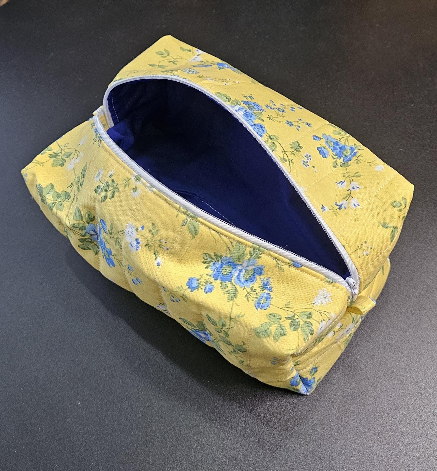 Handmade Quilted Makeup Bag, Floral Cotton Cosmetic Pouch