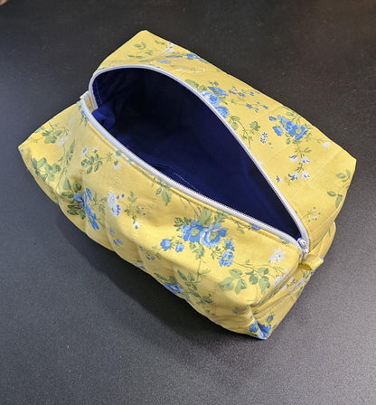 Handmade Quilted Makeup Bag, Floral Cotton Cosmetic Pouch