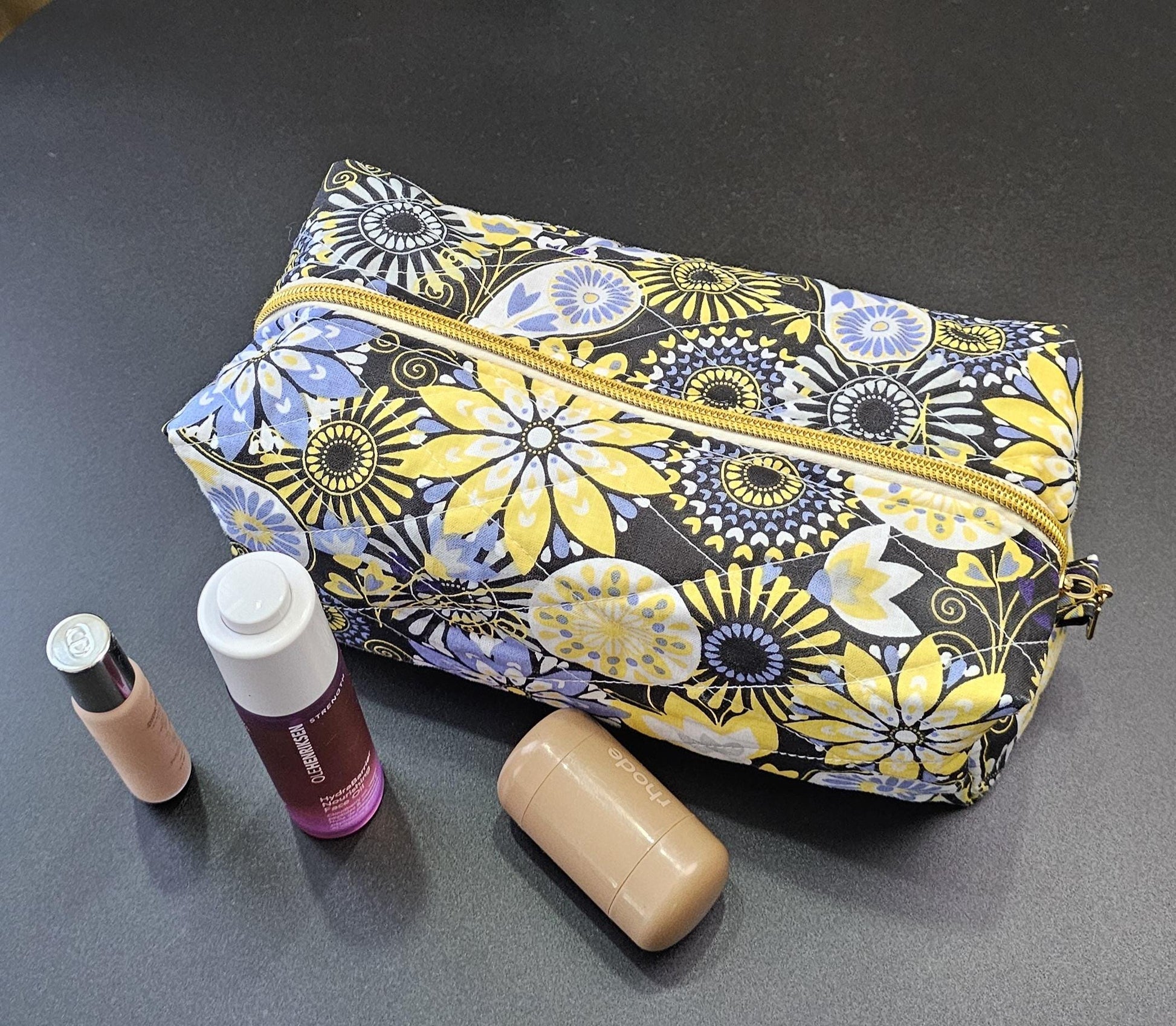 Handmade Floral Quilted Cotton Makeup Bag