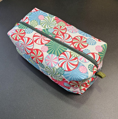 Handmade Quilted Cotton Makeup Bag - Candy Swirl Pattern