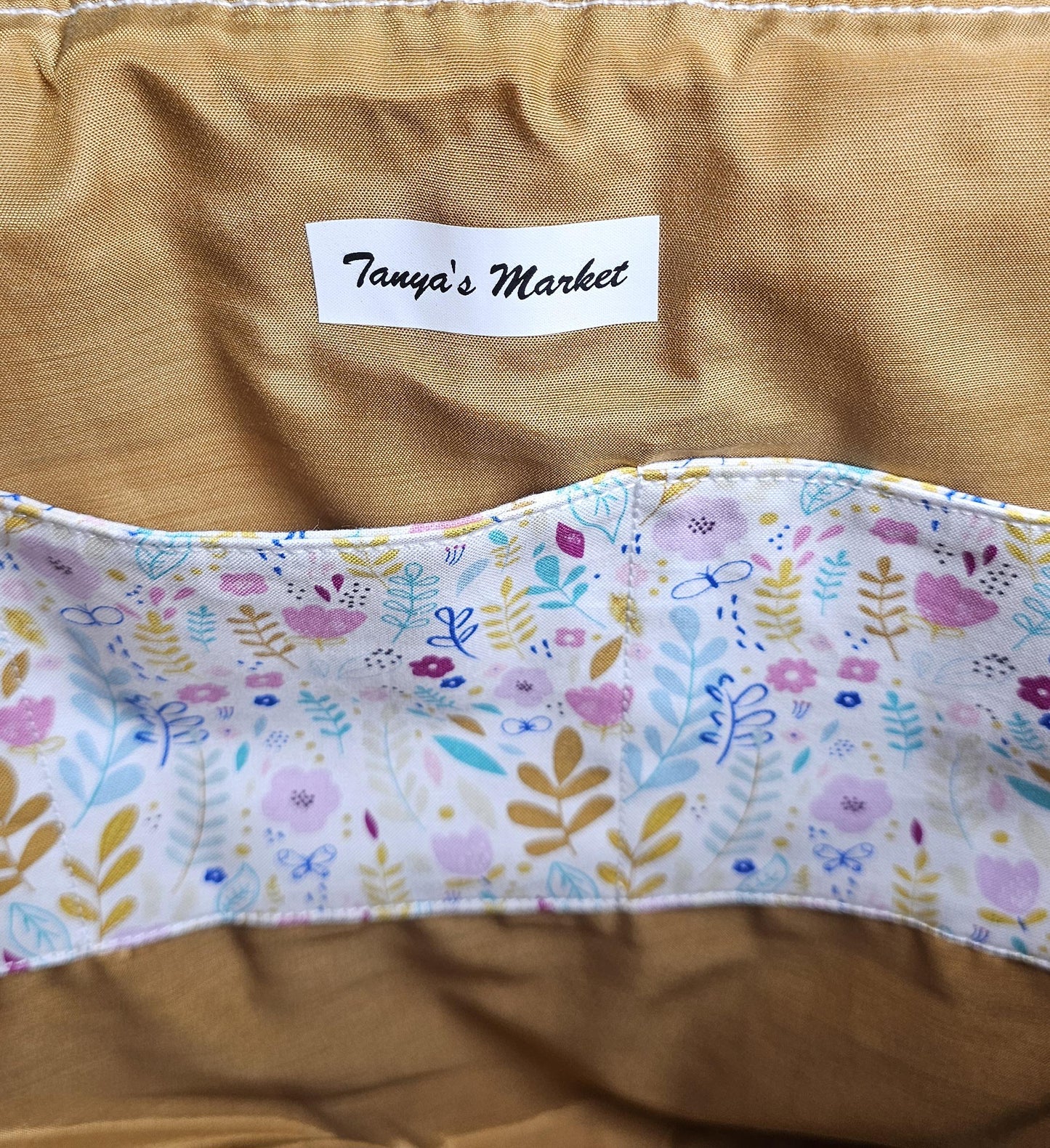 Handmade Cotton Quilted Tote Bag with Floral Print