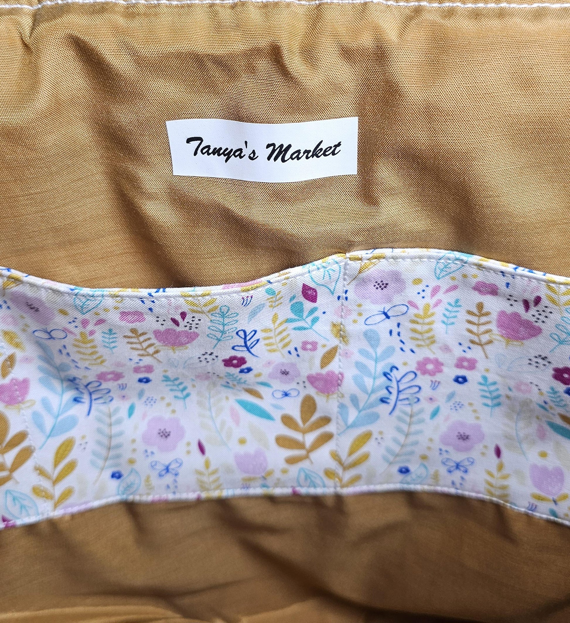 Handmade Cotton Quilted Tote Bag with Floral Print