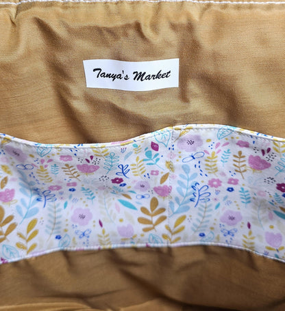 Handmade Cotton Quilted Tote Bag with Floral Print