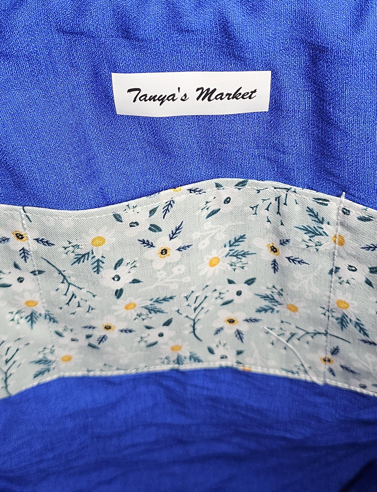 Handmade Quilted Cotton Tote Bag with Pockets