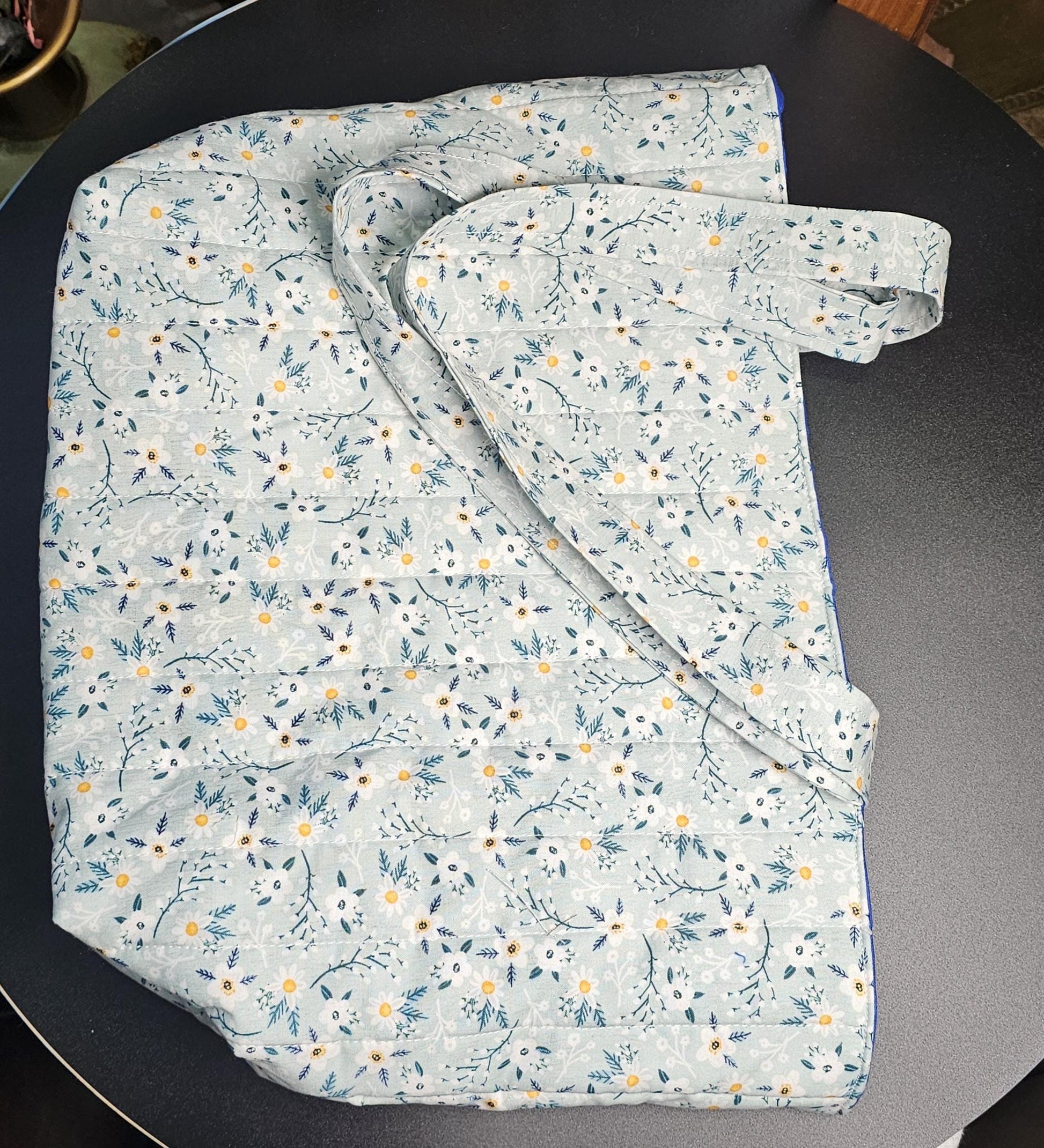 Handmade Quilted Cotton Tote Bag with Pockets