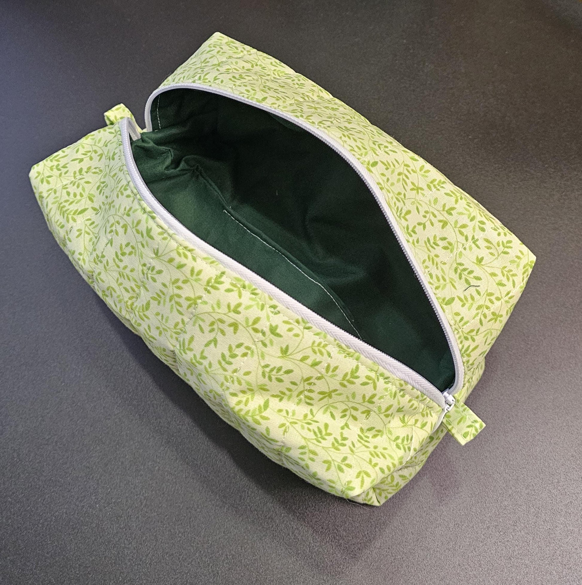 Handmade Cotton Quilted Makeup Bag - Floral Travel Cosmetic Pouch