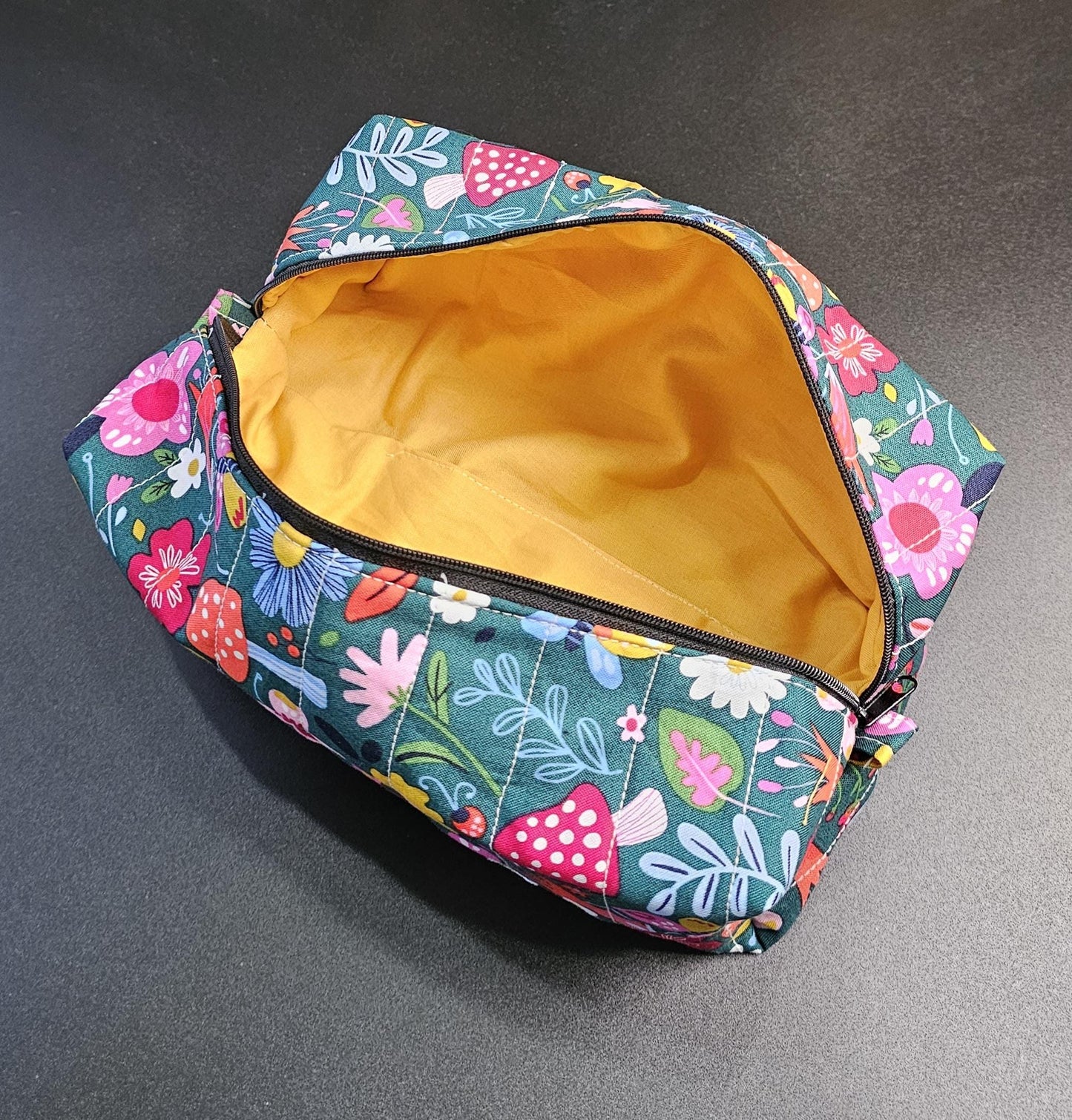 Handmade Quilted Makeup Bag, Floral Cotton Cosmetic Bag