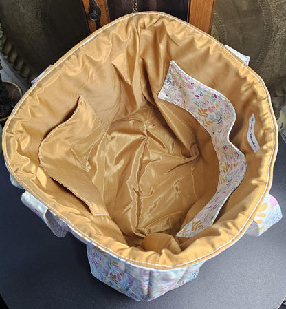 Handmade Cotton Quilted Tote Bag with Floral Print