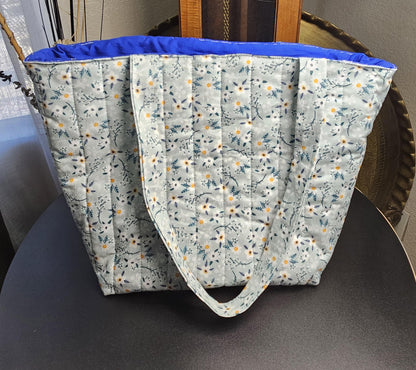 Handmade Quilted Cotton Tote Bag with Pockets