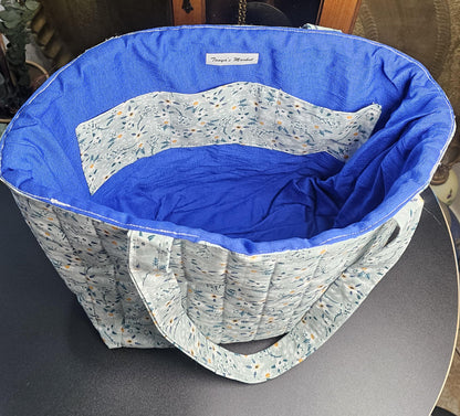 Handmade Quilted Cotton Tote Bag with Pockets