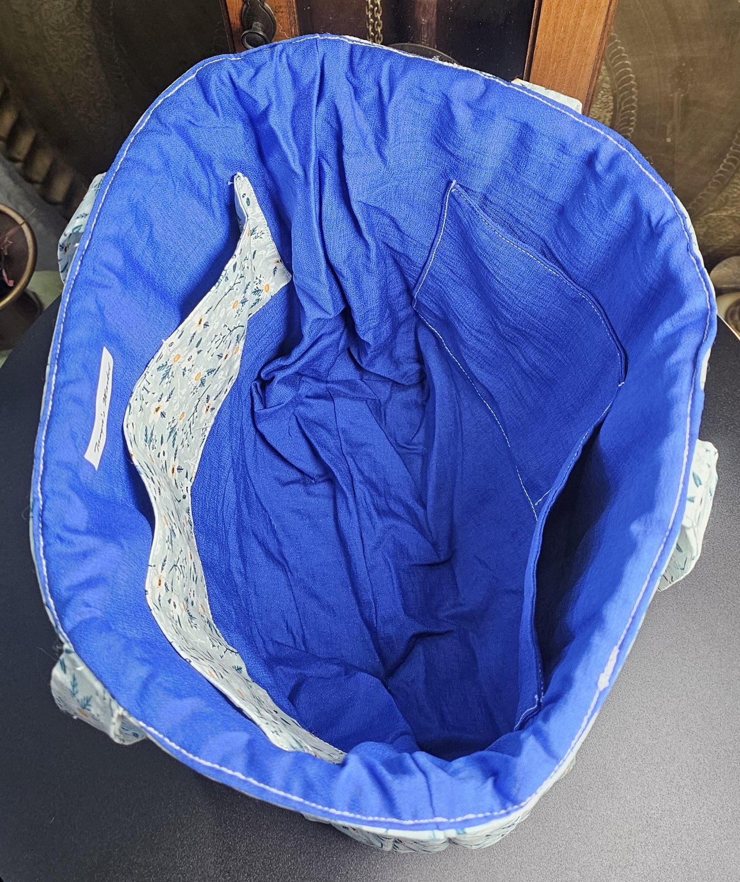 Handmade Quilted Cotton Tote Bag with Pockets