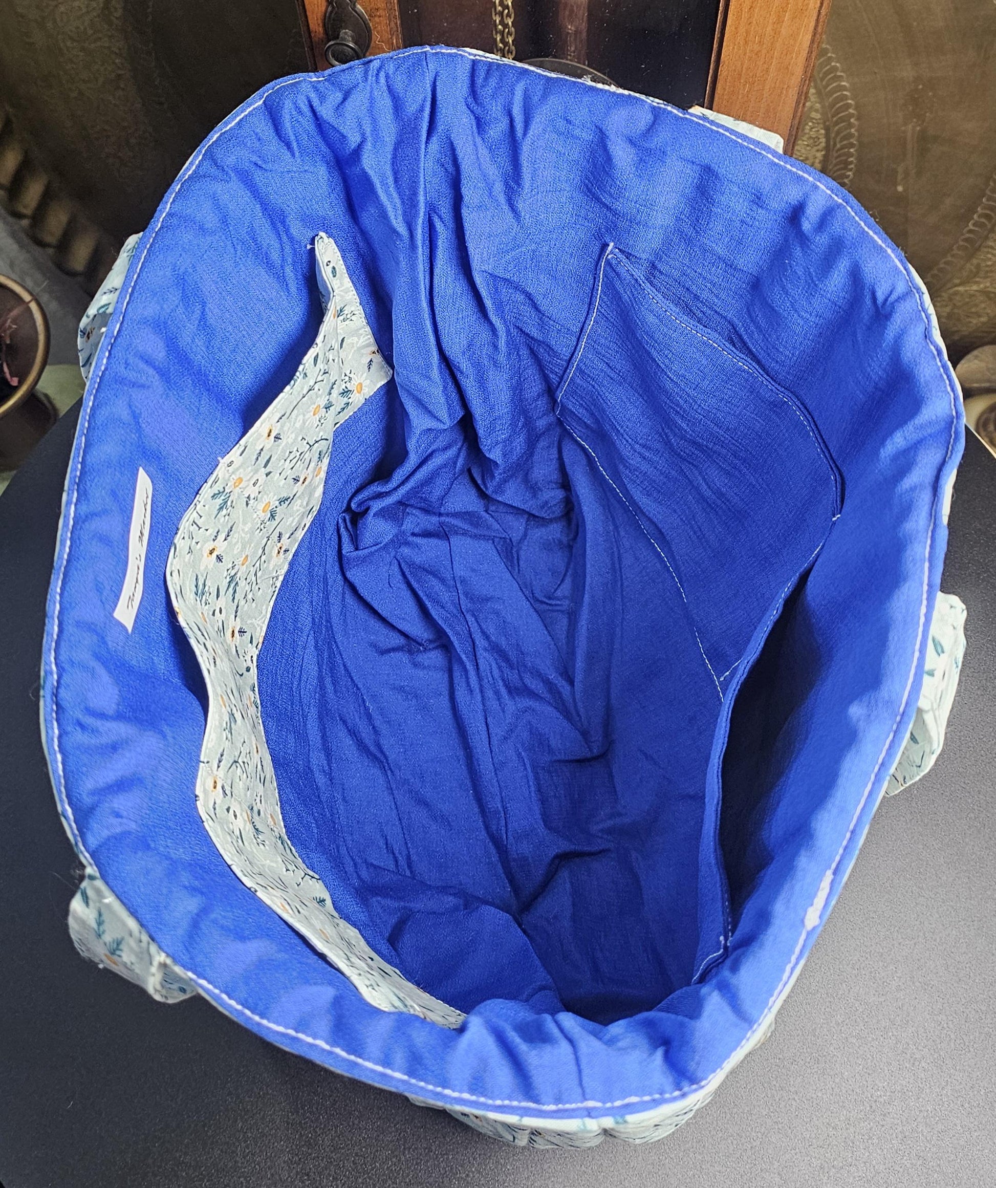 Handmade Quilted Cotton Tote Bag with Pockets