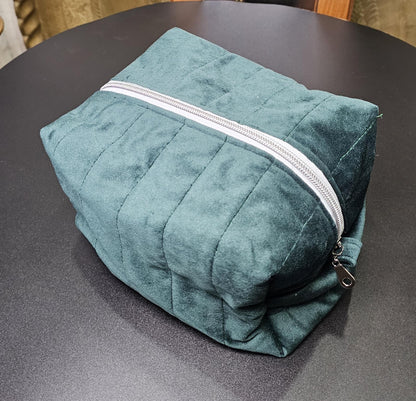 Handmade Velvet Makeup Bag - Large Zipper Pouch