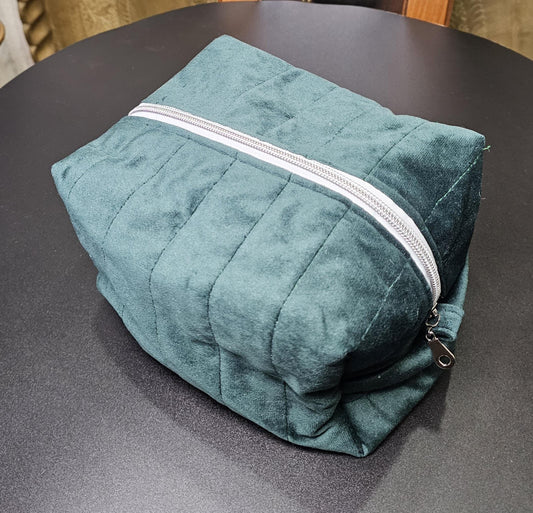 Handmade Velvet Makeup Bag - Large Zipper Pouch