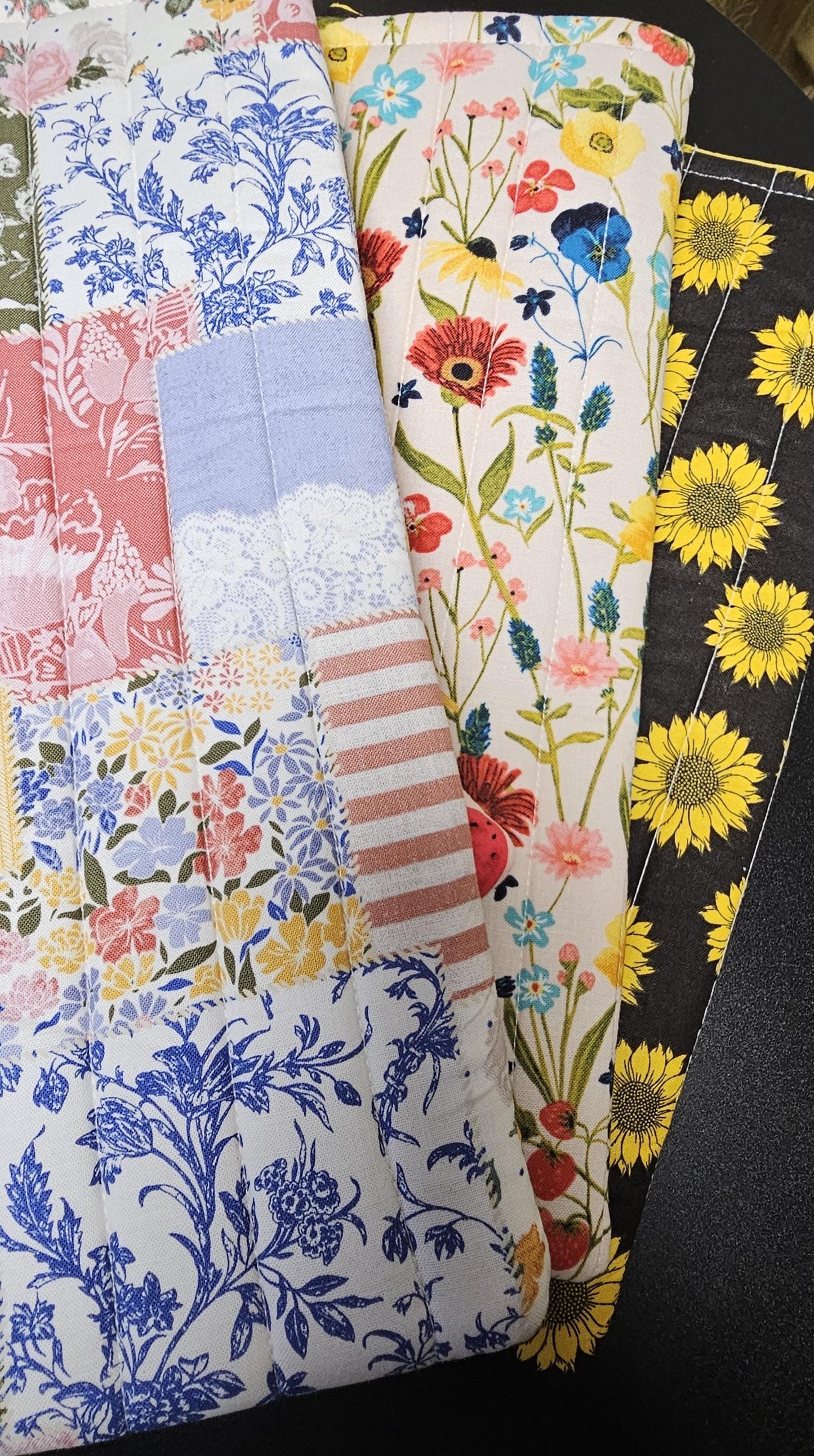 Handmade Cotton Book Sleeve, Floral Padded Book Cover