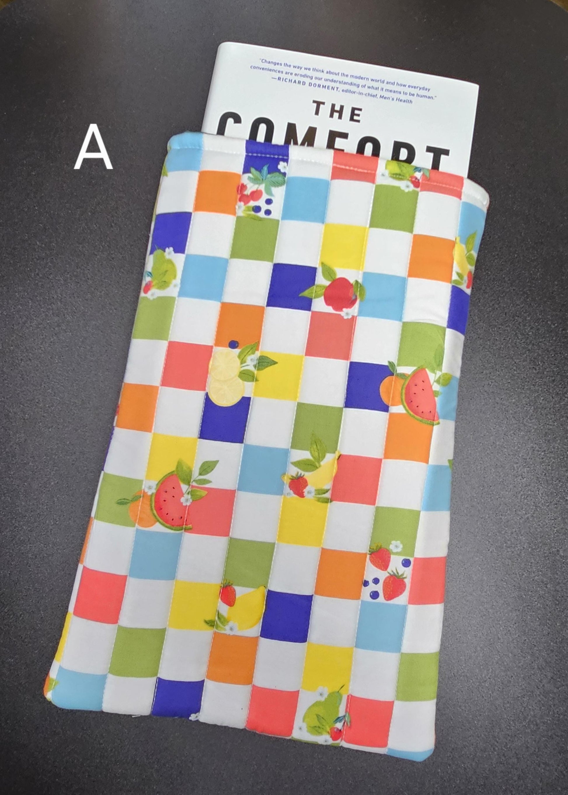 Handmade Cotton Book Sleeve, Floral Padded Book Cover