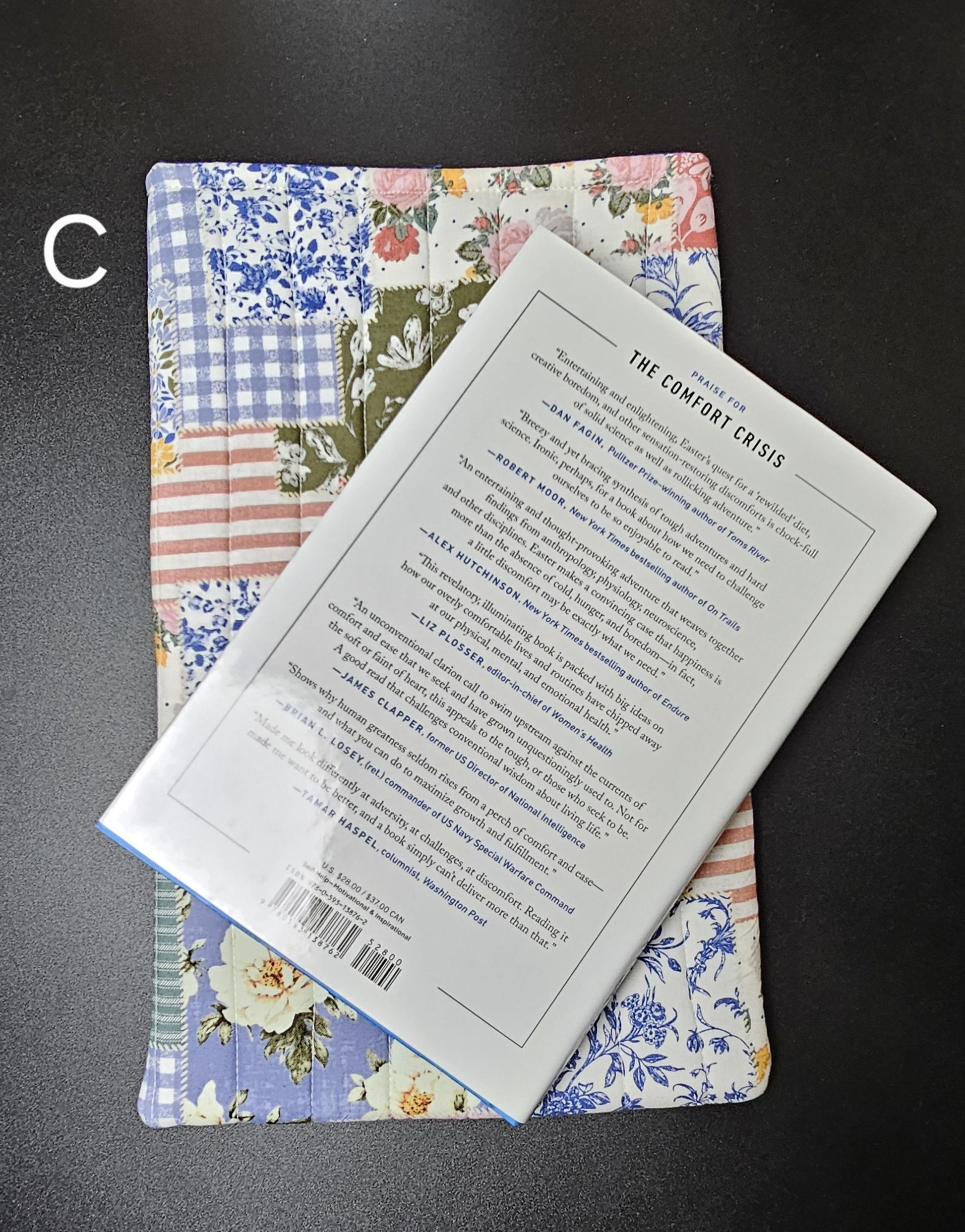 Handmade Cotton Book Sleeve, Floral Padded Book Cover