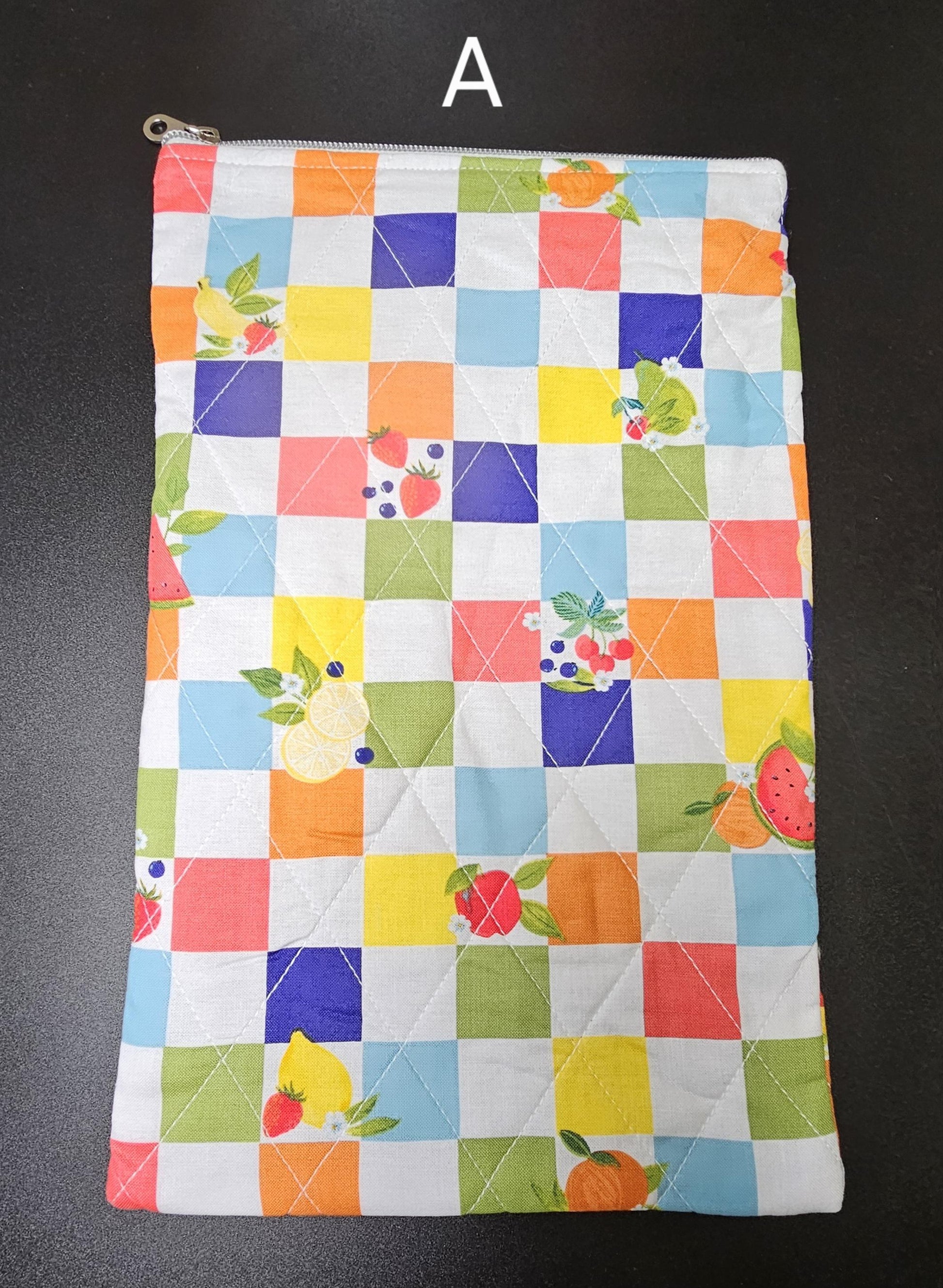 Handmade Cotton Book Sleeve with Zipper (13x8")