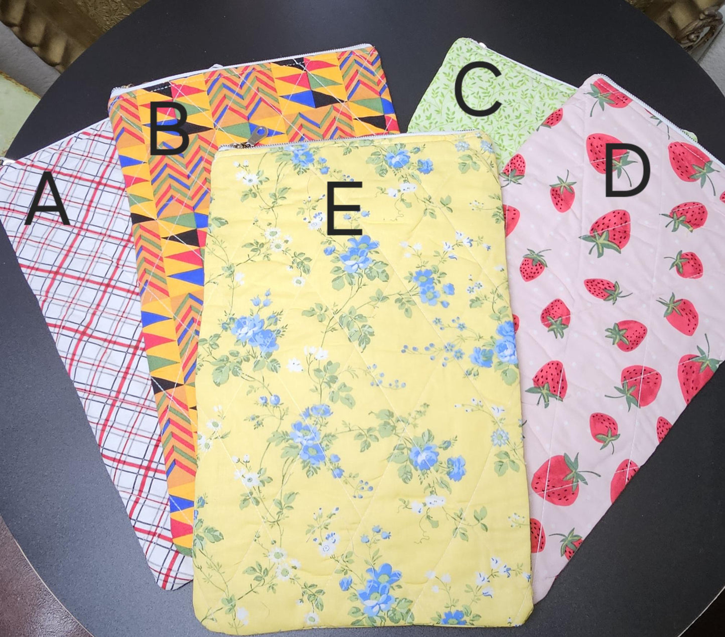 Handmade Cotton Book Sleeve with Zipper (13" x 8")