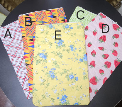 Handmade Cotton Book Sleeve with Zipper (13" x 8")