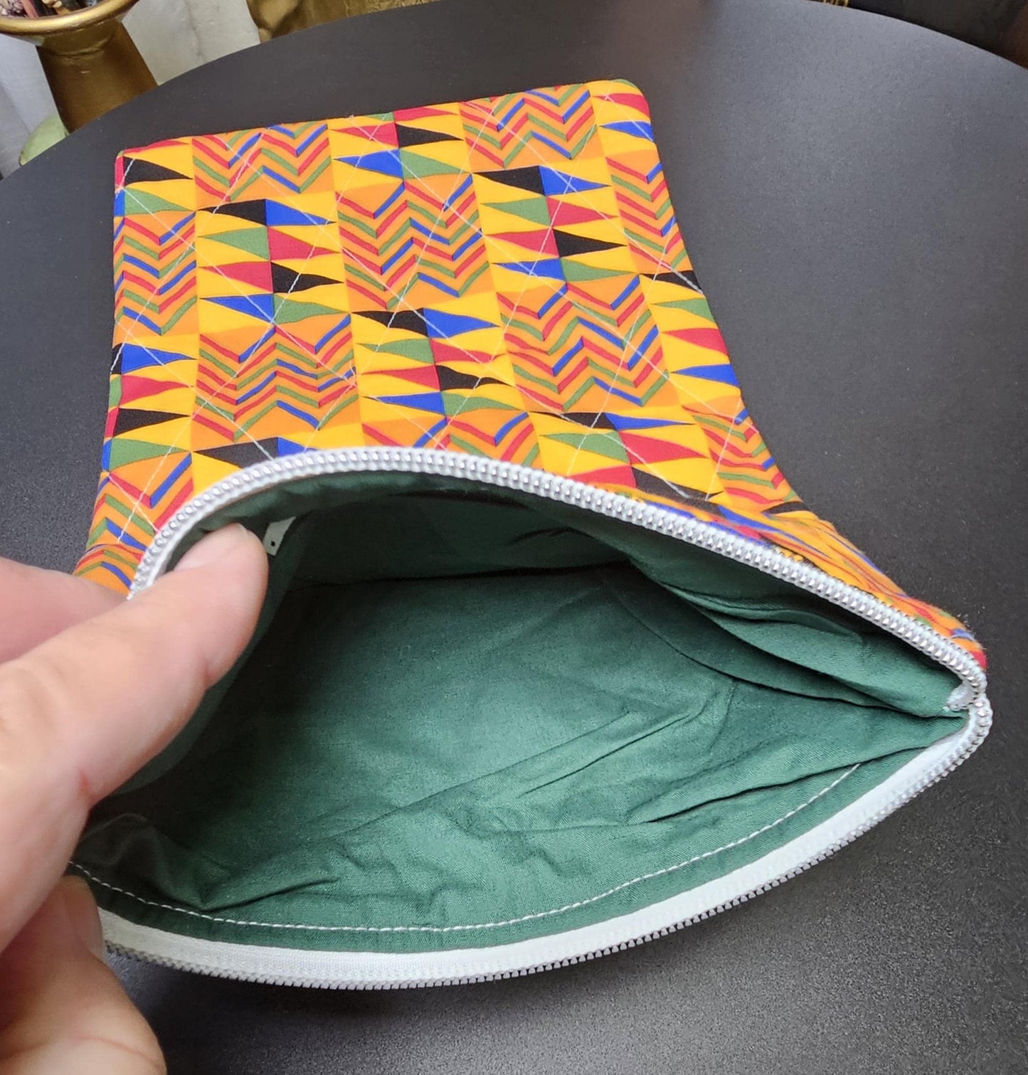 Handmade Cotton Book Sleeve with Zipper (13" x 8")