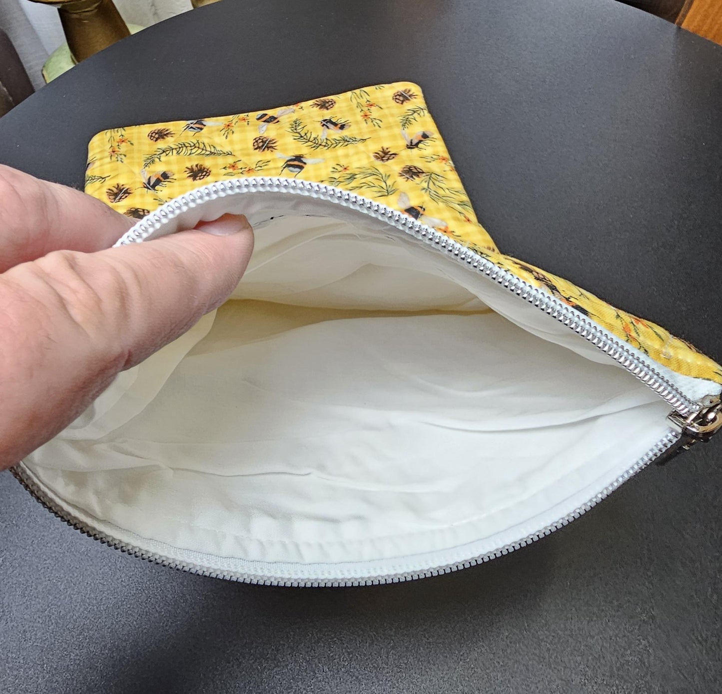 Handmade Cotton Book Sleeve with Zipper (13" x 8")