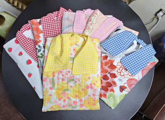 Handmade Cotton Book Sleeve, Floral Padded Book Cover (10" x 7.5")