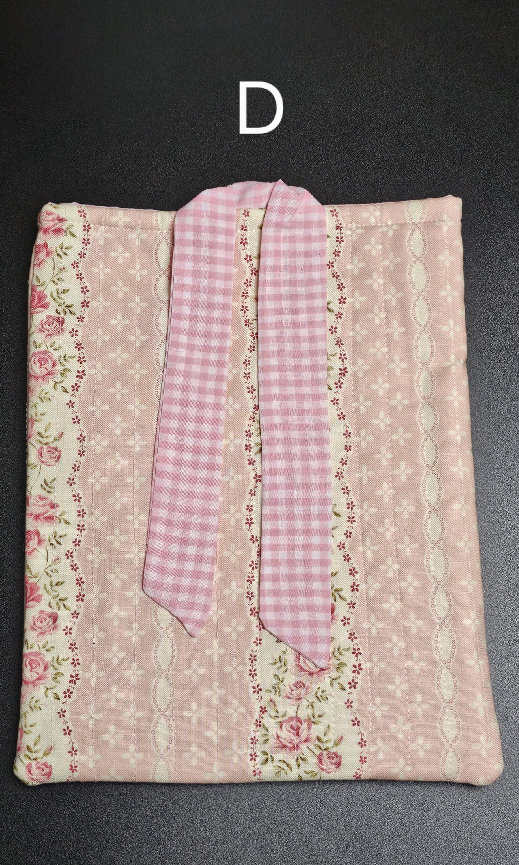 Handmade Cotton Book Sleeve, Floral Padded Book Cover (10" x 7.5")
