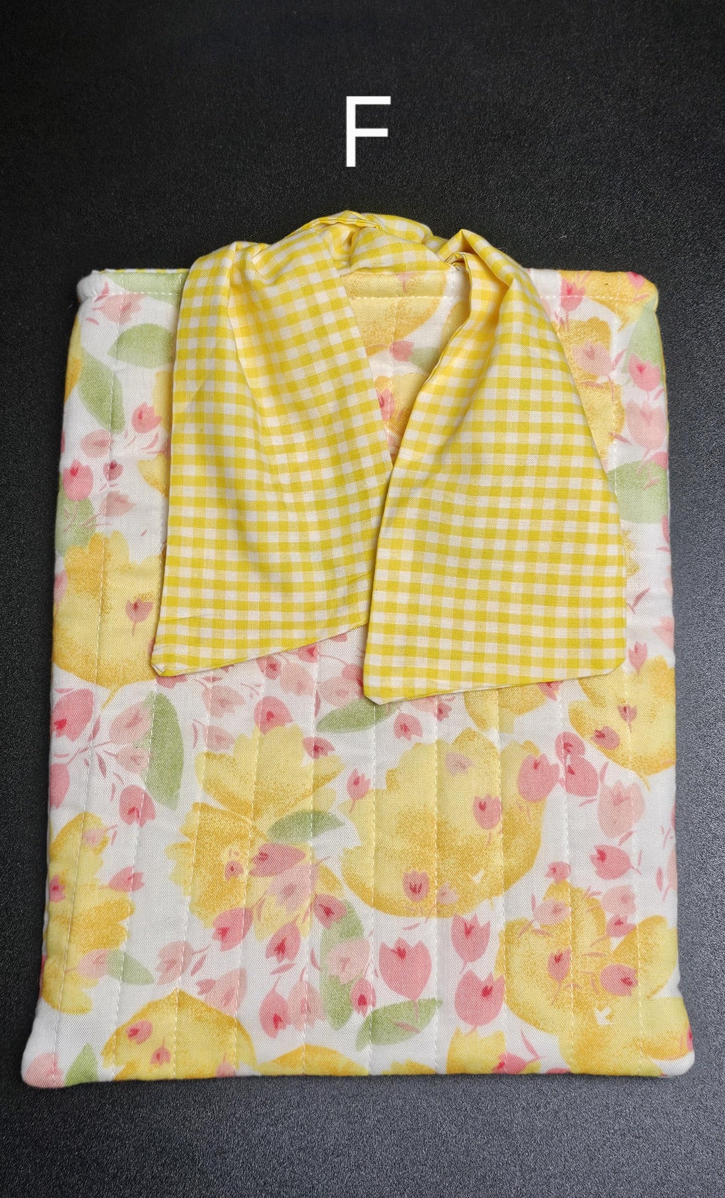 Handmade Cotton Book Sleeve, Floral Padded Book Cover (10" x 7.5")