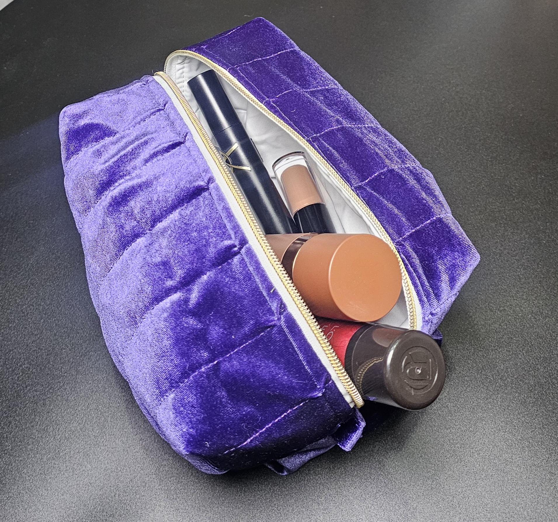Handmade Velvet Makeup Bag - Large Zipper Pouch